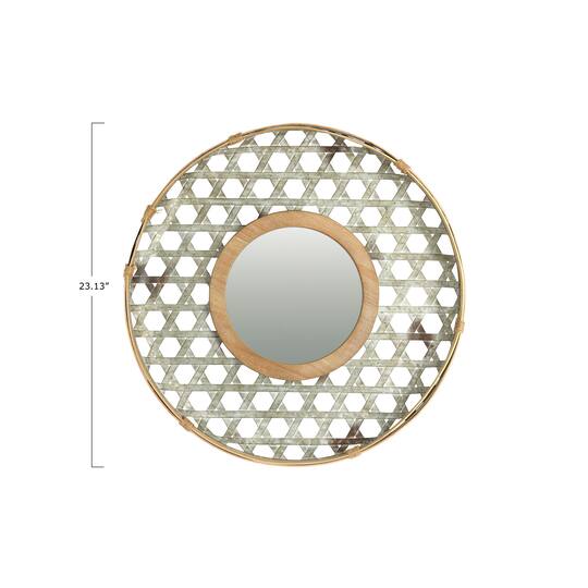 Hello Honey® 23" Silver Metal & Wood Wall Mirror